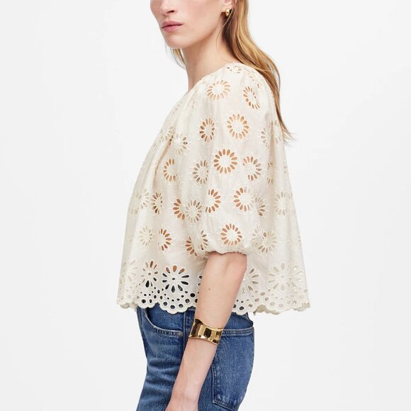 Madewell Cream Eyelet Blouse - Picture 3 of 9